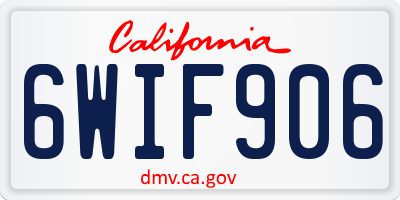 CA license plate 6WIF906