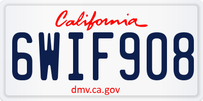 CA license plate 6WIF908