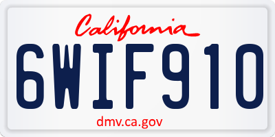CA license plate 6WIF910