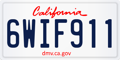 CA license plate 6WIF911