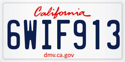CA license plate 6WIF913