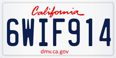 CA license plate 6WIF914