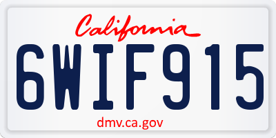 CA license plate 6WIF915