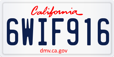 CA license plate 6WIF916