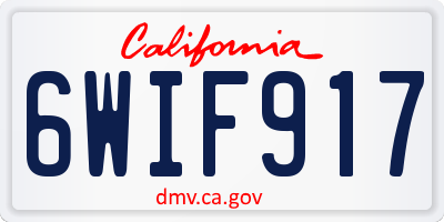 CA license plate 6WIF917