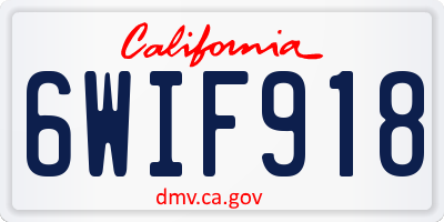 CA license plate 6WIF918