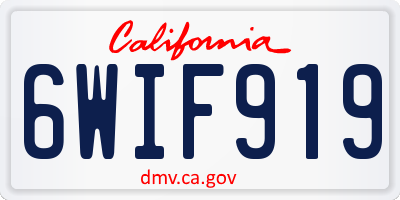 CA license plate 6WIF919