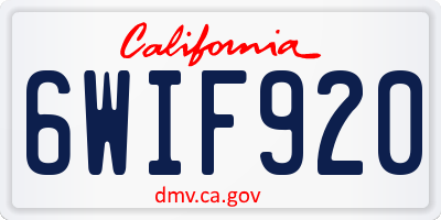 CA license plate 6WIF920