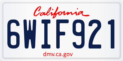 CA license plate 6WIF921