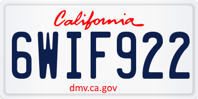 CA license plate 6WIF922