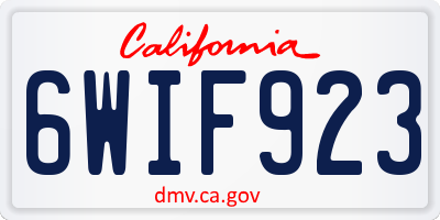 CA license plate 6WIF923