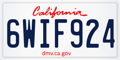 CA license plate 6WIF924