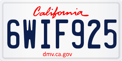 CA license plate 6WIF925