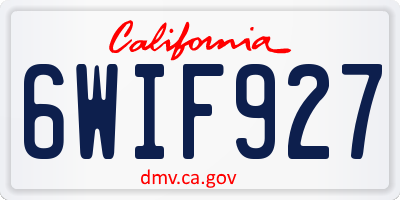 CA license plate 6WIF927
