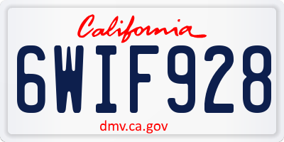 CA license plate 6WIF928