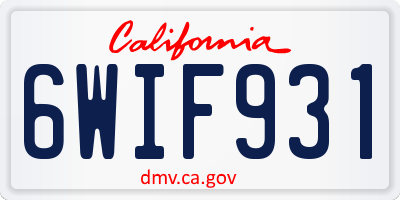 CA license plate 6WIF931
