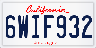 CA license plate 6WIF932