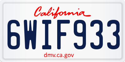 CA license plate 6WIF933