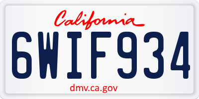 CA license plate 6WIF934