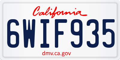 CA license plate 6WIF935