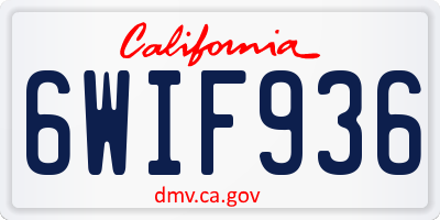 CA license plate 6WIF936