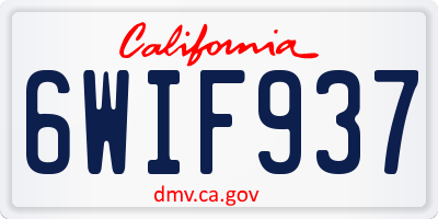 CA license plate 6WIF937