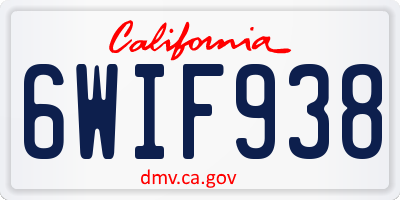 CA license plate 6WIF938