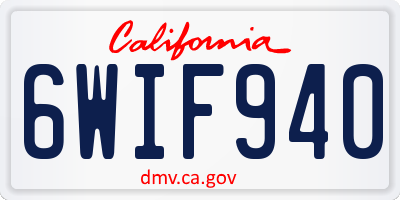 CA license plate 6WIF940