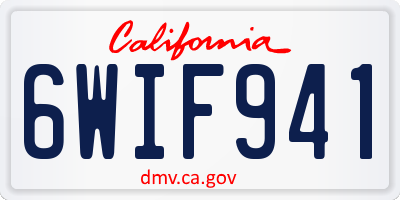 CA license plate 6WIF941