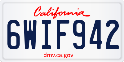CA license plate 6WIF942