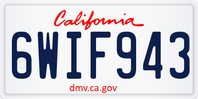 CA license plate 6WIF943