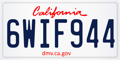 CA license plate 6WIF944