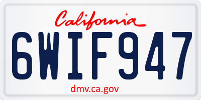 CA license plate 6WIF947