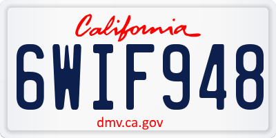 CA license plate 6WIF948