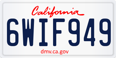CA license plate 6WIF949