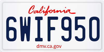 CA license plate 6WIF950