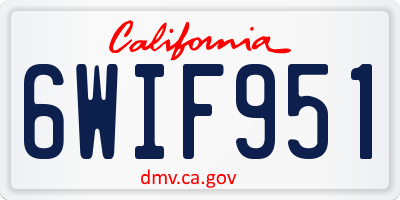 CA license plate 6WIF951
