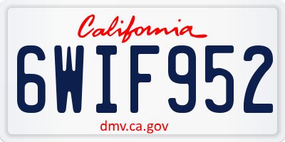 CA license plate 6WIF952