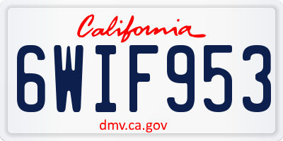 CA license plate 6WIF953