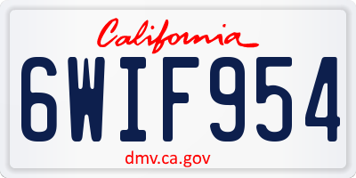 CA license plate 6WIF954