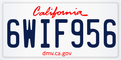 CA license plate 6WIF956