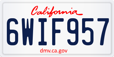 CA license plate 6WIF957