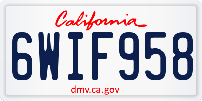 CA license plate 6WIF958