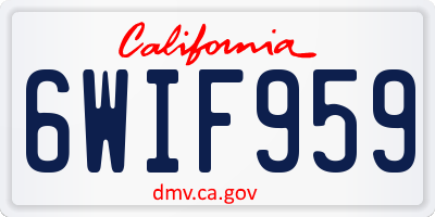 CA license plate 6WIF959