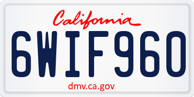 CA license plate 6WIF960