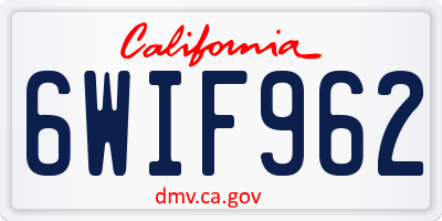 CA license plate 6WIF962