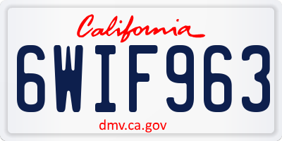 CA license plate 6WIF963