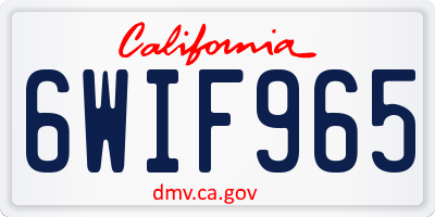 CA license plate 6WIF965