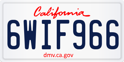 CA license plate 6WIF966