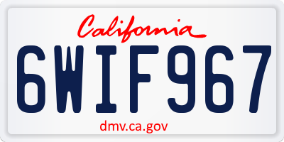 CA license plate 6WIF967